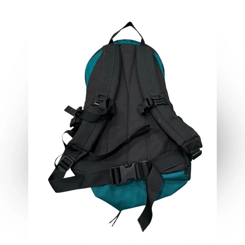 Vintage Alpine Green and Black Backpack Durable Fabric and Adjustable Straps EUC